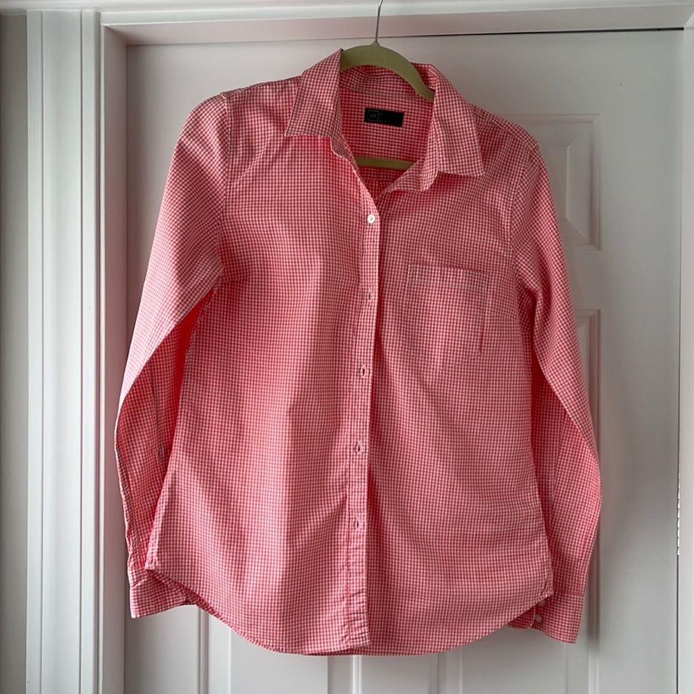 Gingham salmon blouse